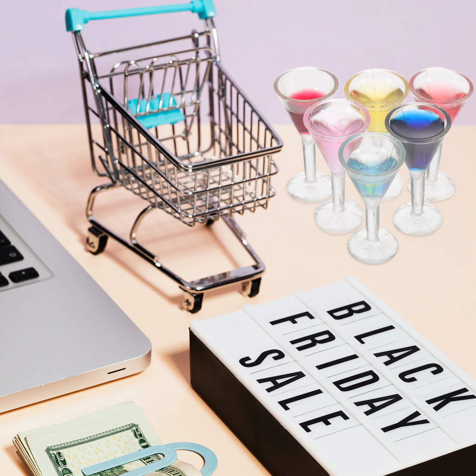 6pcs Mini Cocktail Glasses Miniature Wine Goblet Set For Diy Home Decor Kids Toddler Dollhouse Accessories Bar Props Kitchen