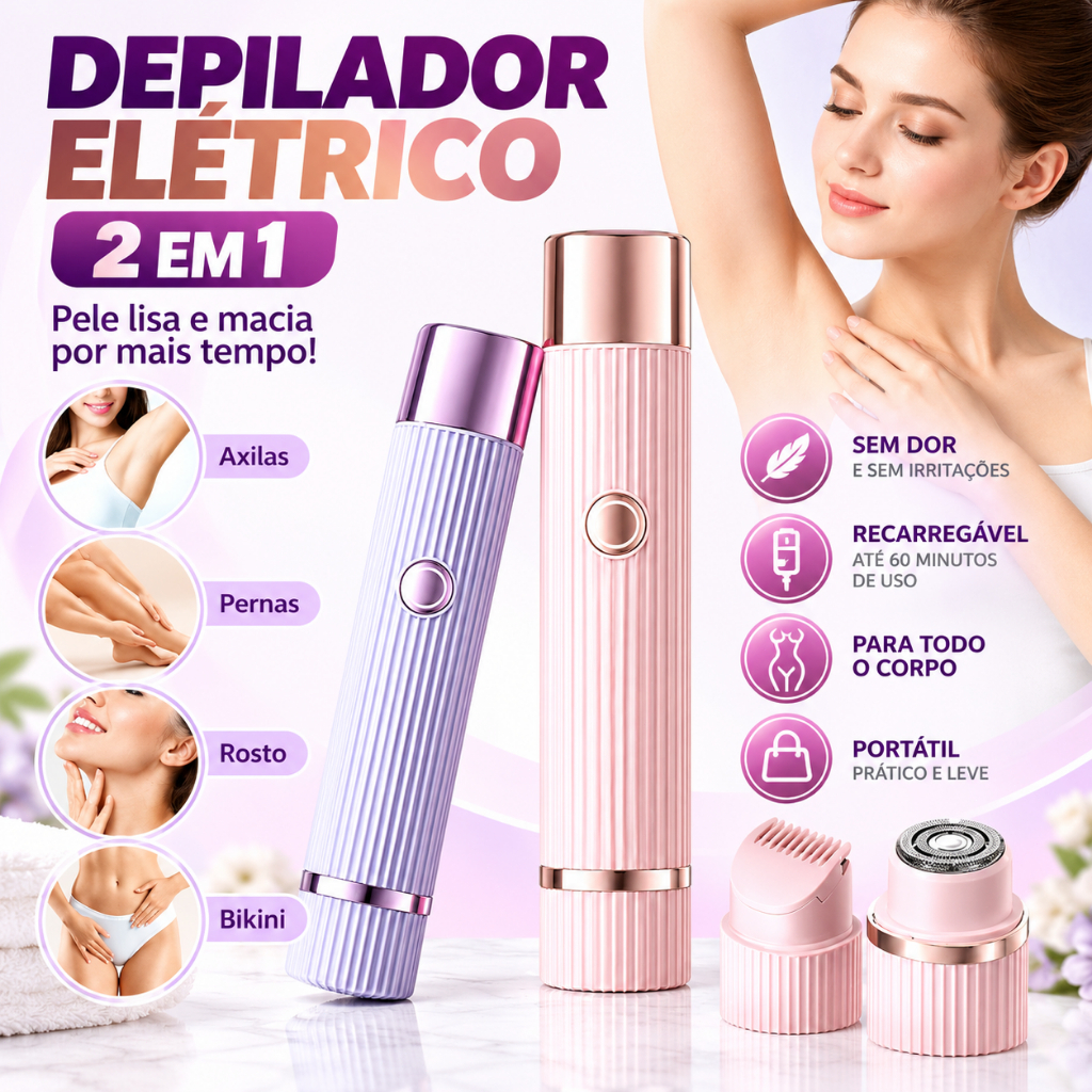 Rechargeable Electric Epilator for Women, Cordless Portable Double Razor for Legs, Underarms, and Body Glow & Go