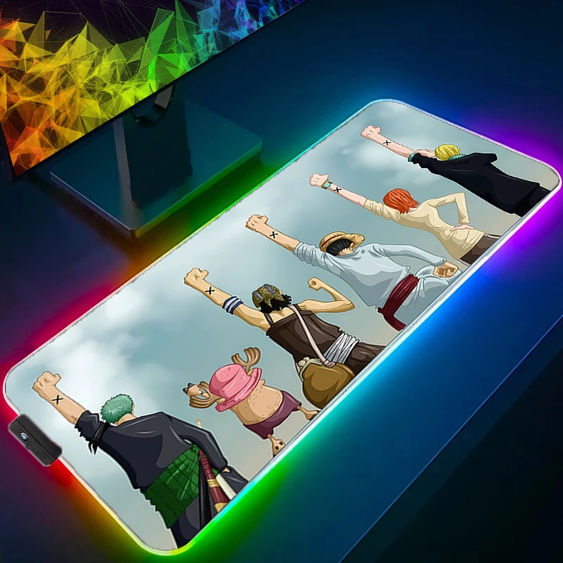 RGB LED Mouse Pad Office Desk Mat Computer Game Mousepad Rubber Anime One Piece Keyboard Pad PC Accessories Mouse Mat Tablet Pad