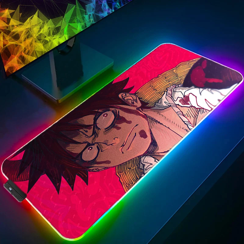 RGB LED Mouse Pad Office Desk Mat Computer Game One Piece Luffy Mousepad Rubber Keyboard Pad PC Accessories Mouse Mat Tablet Pad