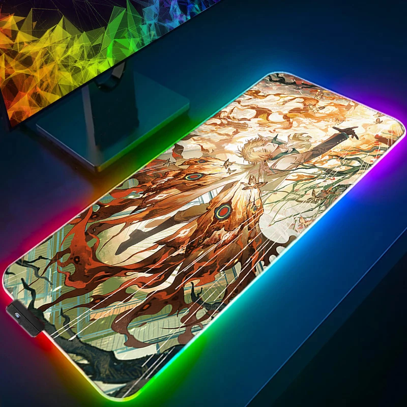 RGB LED Mouse Pad Office Desk Mat Computer Gamer Mousepad One Piece Sabo Rubber Keyboard Pad PC Accessories Mouse Mat Tablet Pad