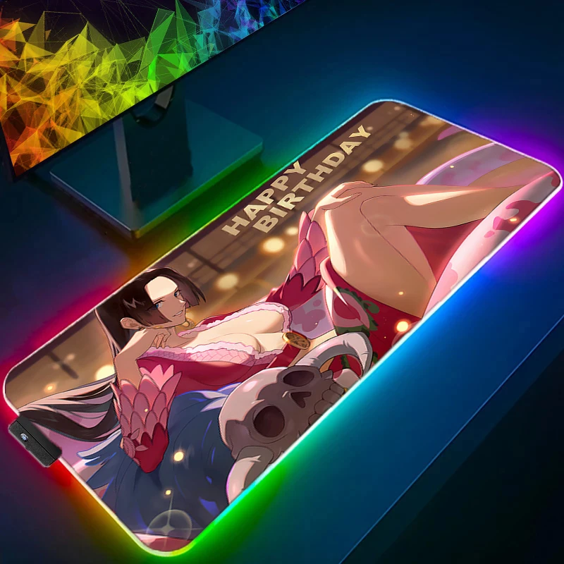 RGB LED Anime Mouse Pad Office Desk Mat One Piece Computer Game Mousepad Rubber Keyboard Pad PC Accessories Mouse Mat Tablet Pad