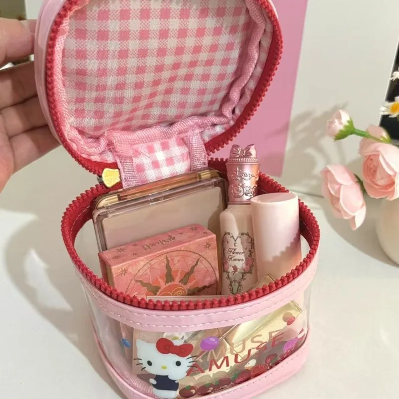 Anime Hello Kitty Outdoor Lipstick Makeup Bag Kawaii Sanrio Travel Portable Mini Transparent Storage Bag Waterproof Woman Gift