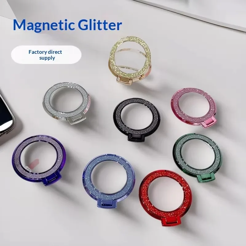 Portable Magnetic Glitter Phone Grip with Sticky Adhesive Stand Vanity Tool Girls Women On-the-Go Makeup Selfie Travel Essential