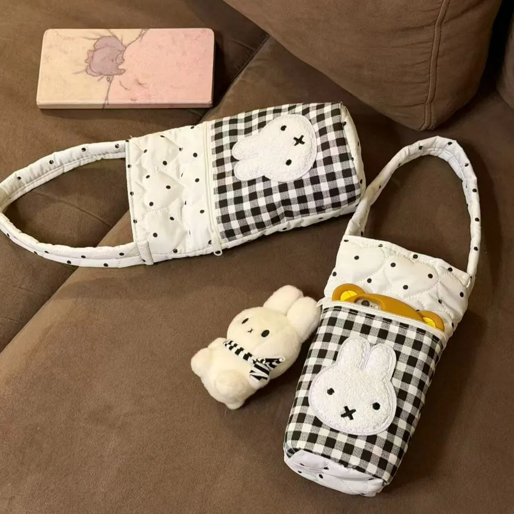 Miffy Rabbit Water Bottle Cover Crossbody Handheld Portable Insulated Milk Cup Sleeve Cute Cartoon Student Anti-scald Outdoor
