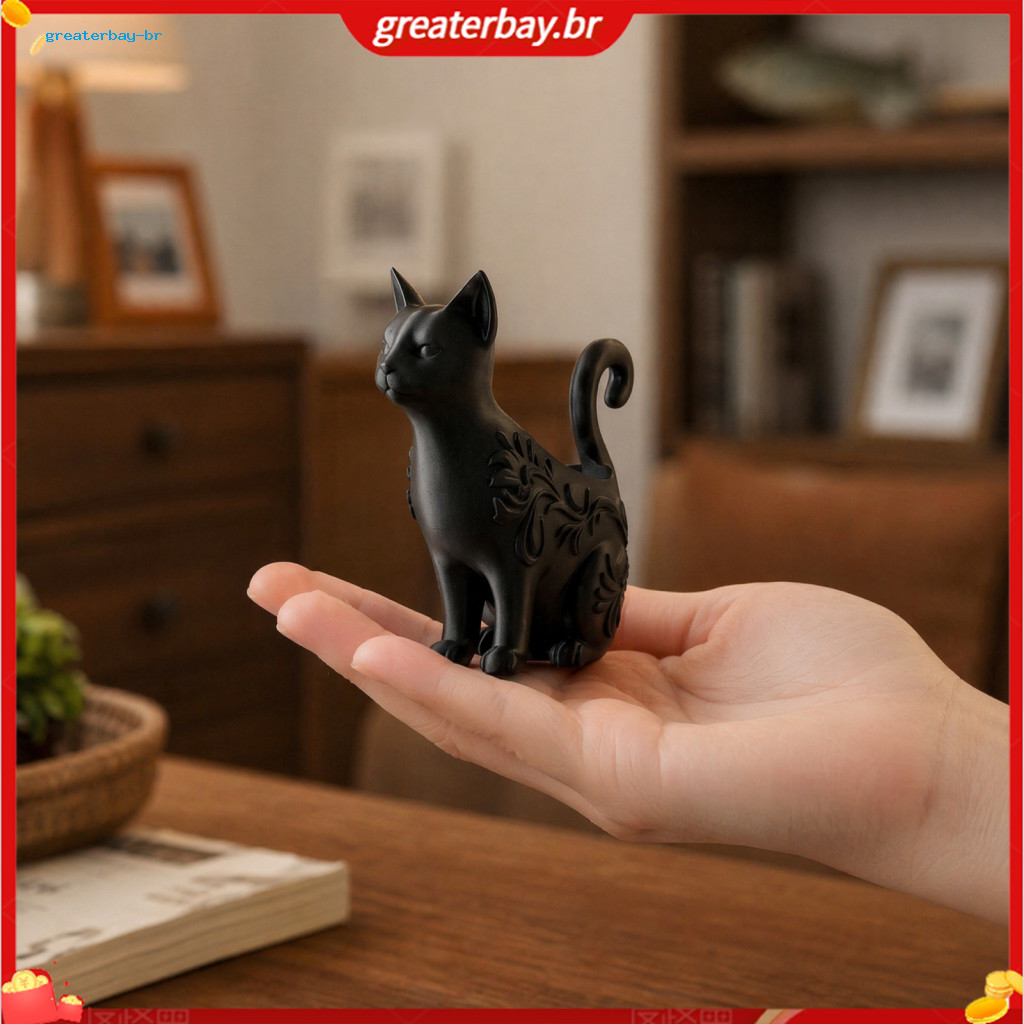 3d Printed Black Cat Figurine Multi-use Incense Holder Mini Flower Pot Desktop Organizer for Home Decor Perfect Gift for