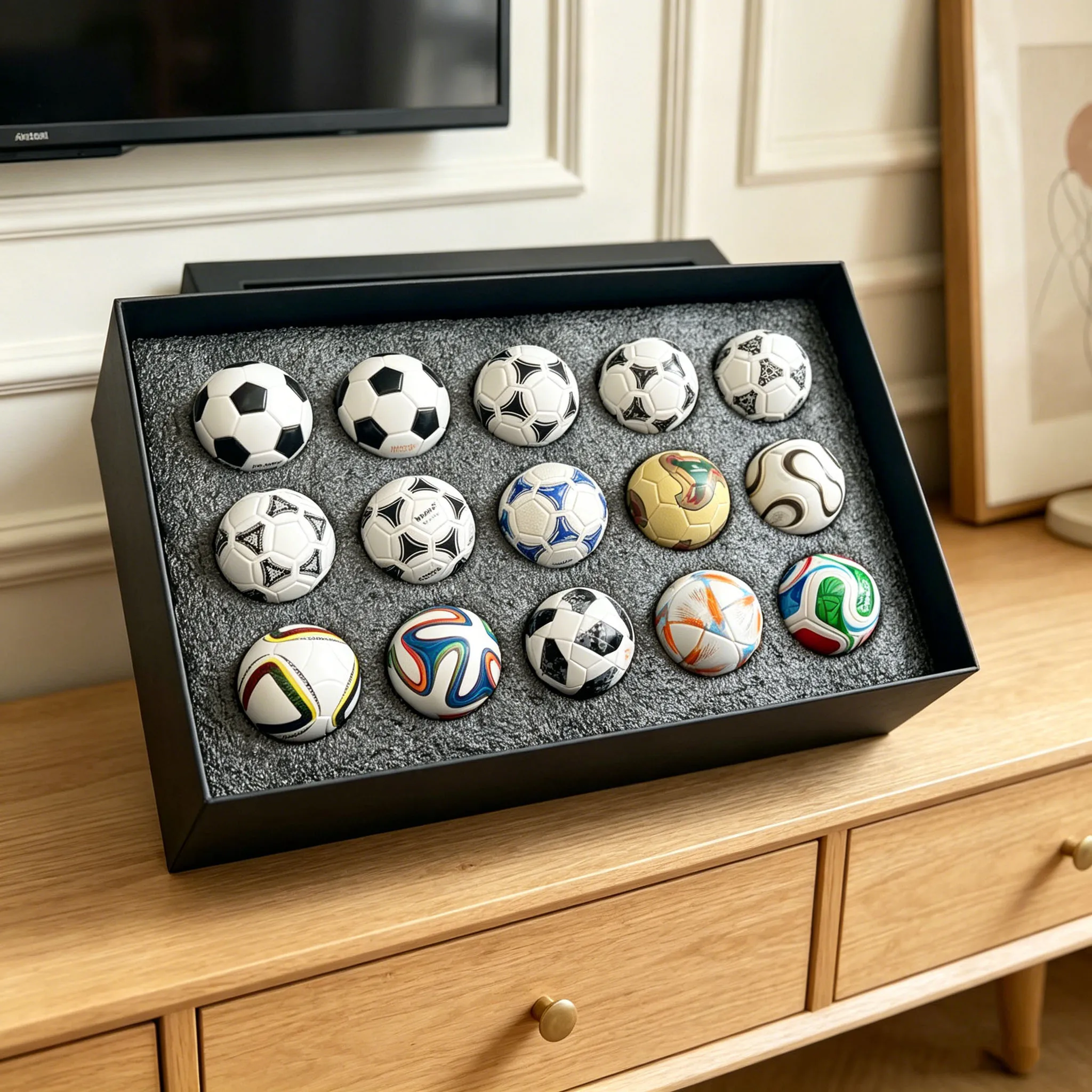 15Pcs World soccer Historical Mini Soccer Ball Collection Set Commemorative Football Model Fans Gift