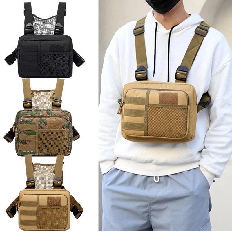 Tactics Vest Bag Streetwear Chest Bag Fashion Portable Oxford Outdoor Multi-pockets Bags Waterproof for Running Travel