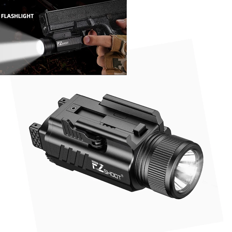 EZshoot 2000 Lumen Flashlight Compact LED Light Rechargeable for Pistol Picatinny or GL Rail with Adjustable Slide Rail