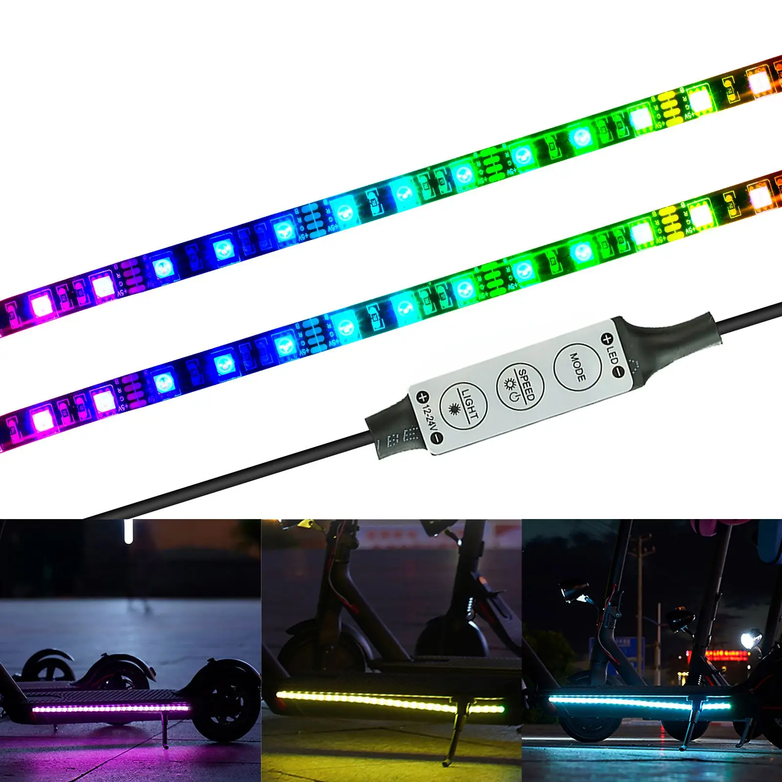For Xiaomi M365 Pro Ninebot Electric Scooter LED Strip Light Safety Warning RGB Bar Lamp Skateboard Waterproof Night Light Strip