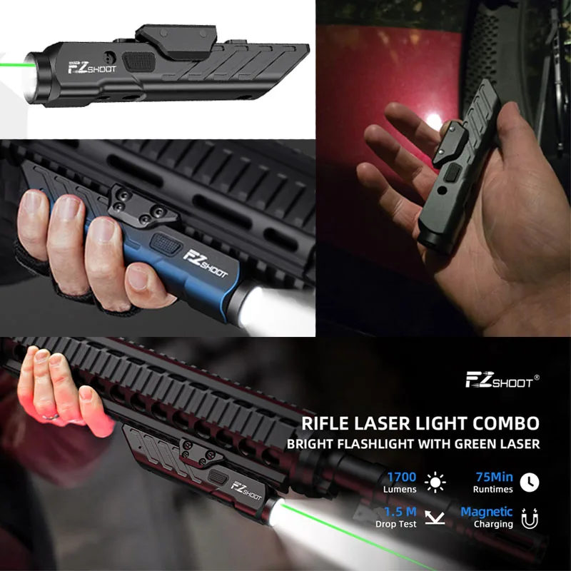 Flashlight 1700 Lumens Light  Magnetic Rechargeable Combo Strobe Mode For Picatinny