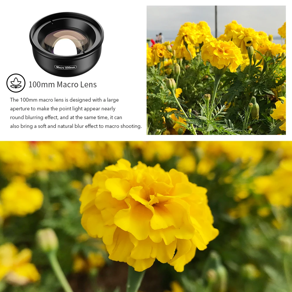 APEXEL 100mm Professional Macro Lens HD Super Camera Phone Lens With CPL Star Filter for iPhone 13 12 Pro Samsung All Smartphone