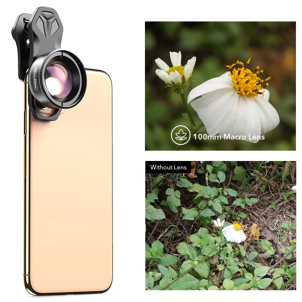 APEXEL 100mm Professional Macro Lens HD Super Camera Phone Lens With CPL Star Filter for iPhone 13 12 Pro Samsung All Smartphone