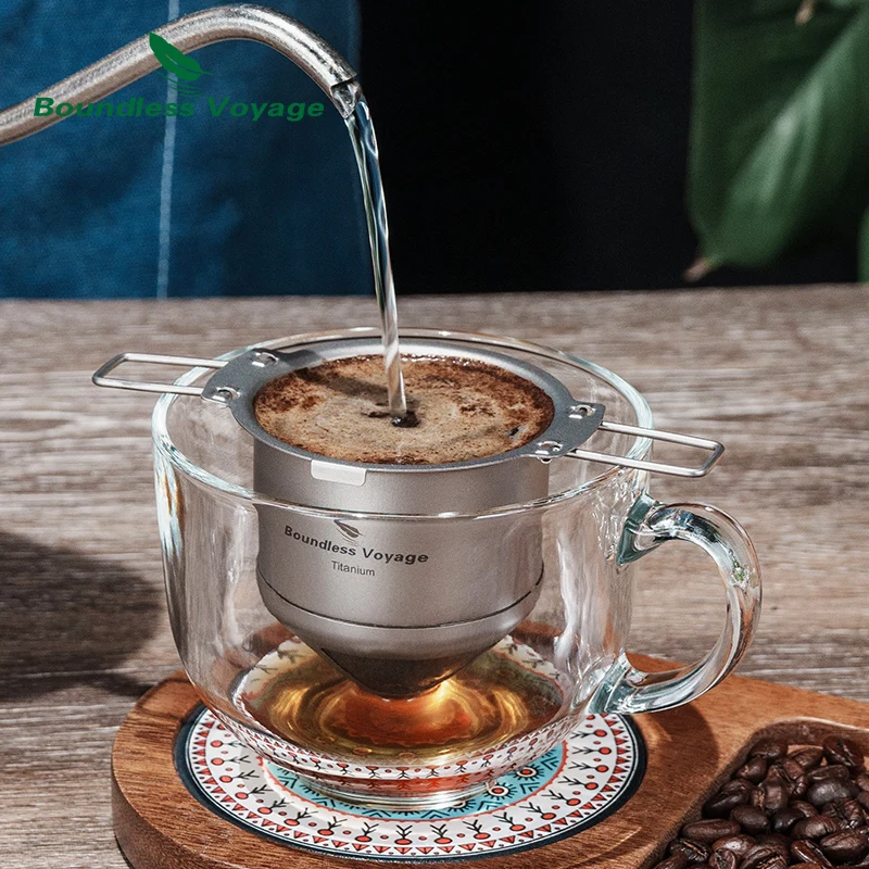 Boundless Voyage Titanium Coffee Drip Filter Ultralight Portable Folding Hanging Ear Mini Hand Brewed Coffee Filter