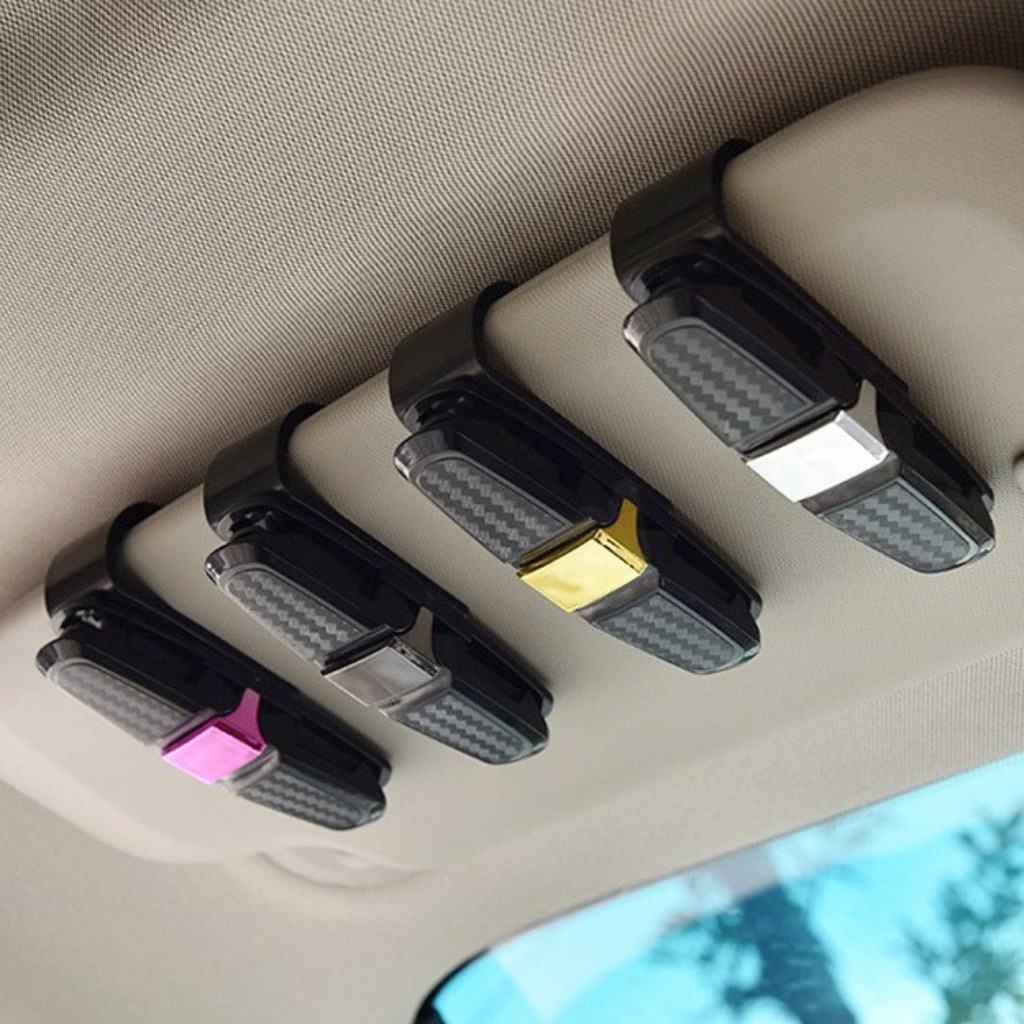 2 Pack Car Sunglasses Holder, Sun Visor Clip Glasses Mount for Vehicle
