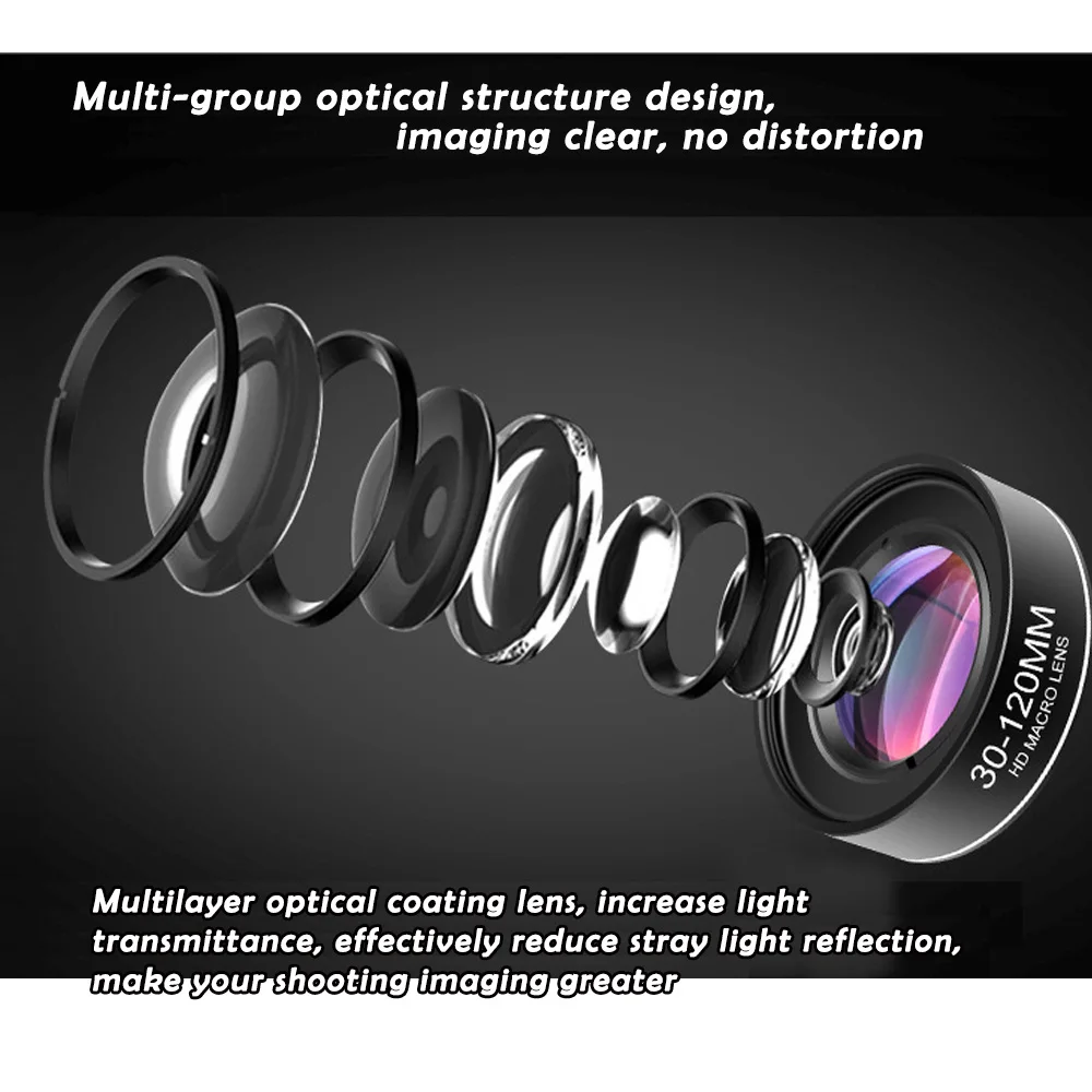 4K HD 30-120mm Professional Macro Mobile Lens For iPhone Camera Phone Camcorder Lenses Samsung All Smartphone CPL Star Filter