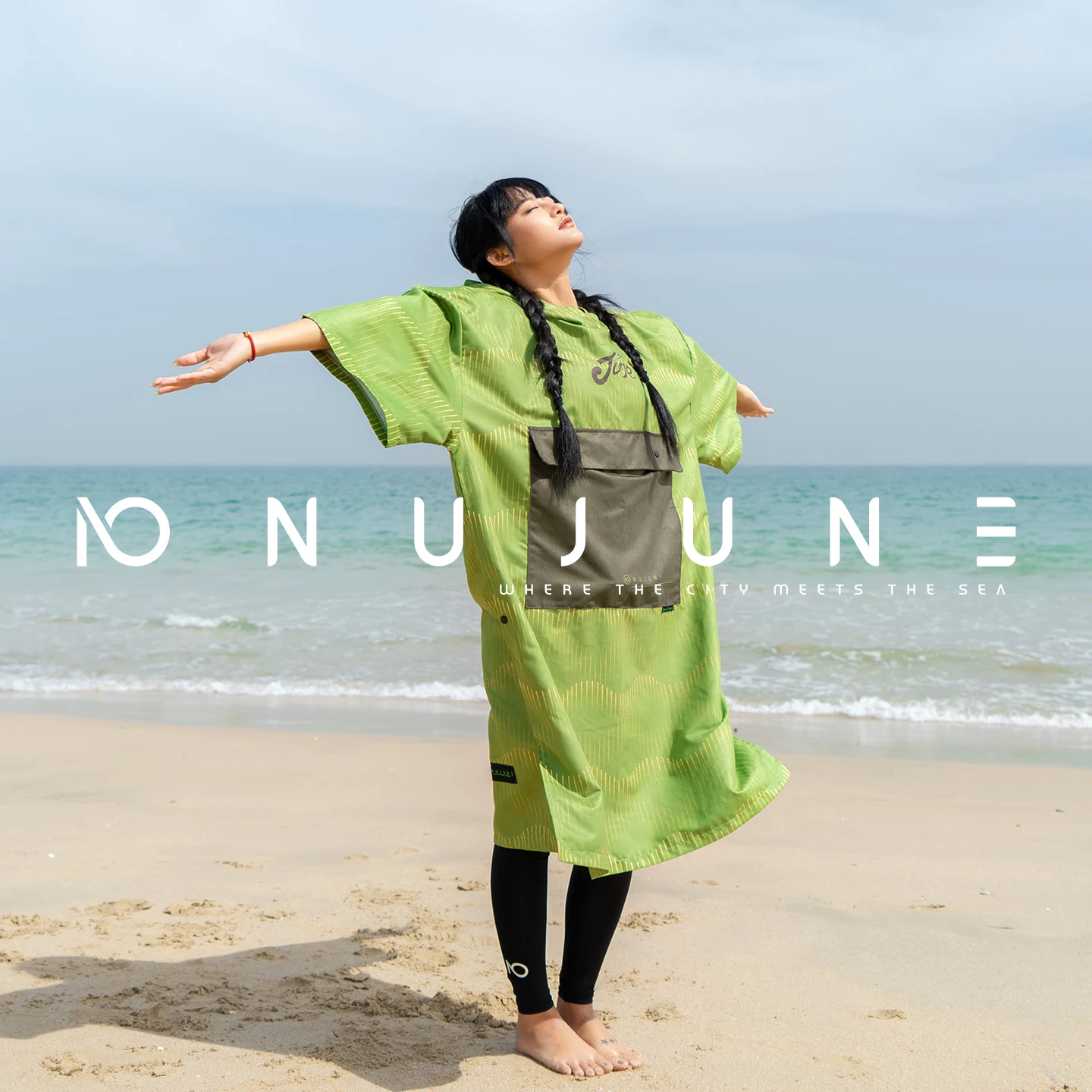 Nu-June Surf Poncho Towel Diving Hoodie Beach Robe Large Pocket Changing Poncho Quick-Dry Keep Warm Waterproof Surfing Coat