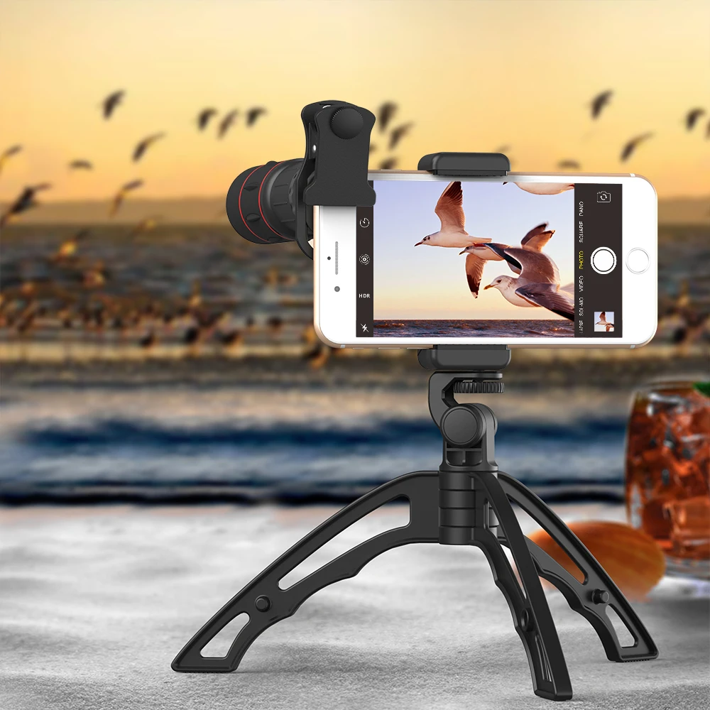 APEXEL Telescope Zoom Lens Optic 18x25 Monocular + Mini Selfie Tripod for IPhone Samsung Other Smartphones Travel Hunting Sports
