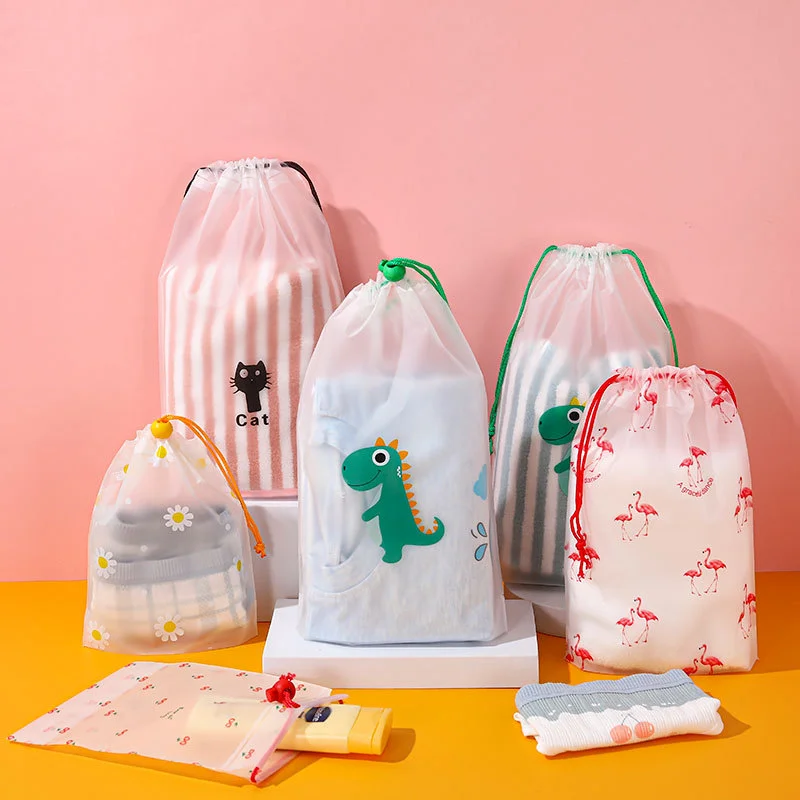 1pcs Portable Shoe Storage Drawstring Eco Storage Bag For Sundries Travel Makeup Bag Waterproof Transparent Plastic Storage Bag