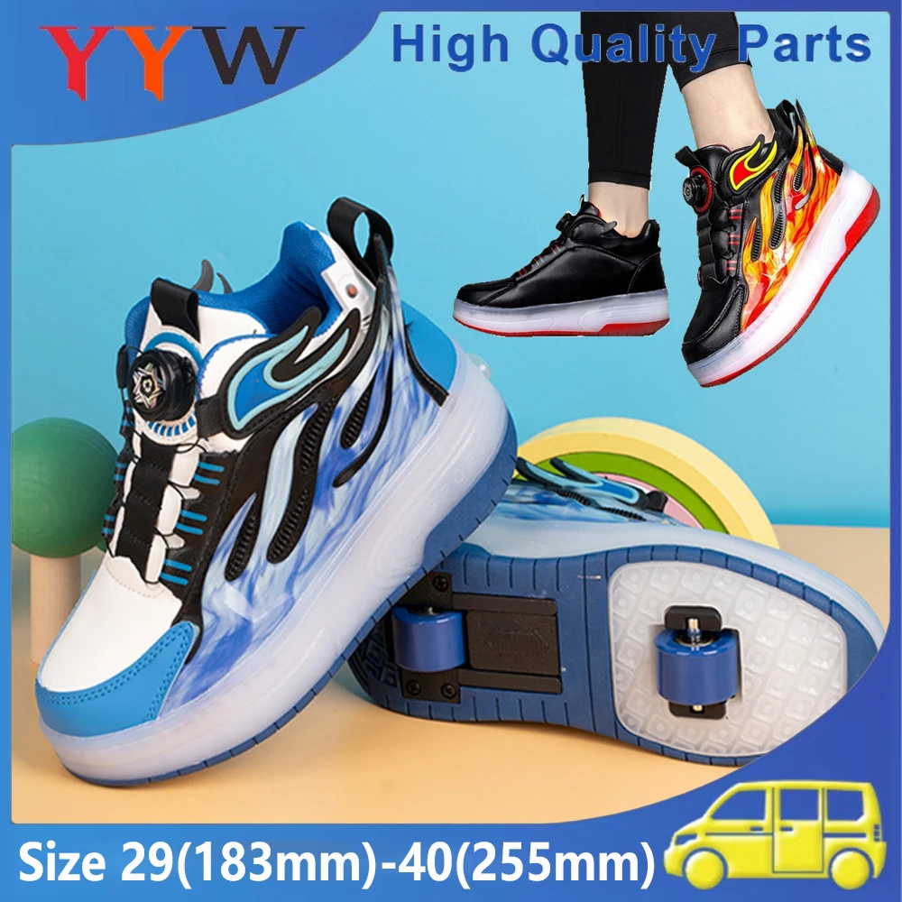 Two Wheels LED Light Glowing Roller Skate Shoes For Boys Girls Casual Outdoor Sports Luminous Sneakers USB Charging Pulley shoes