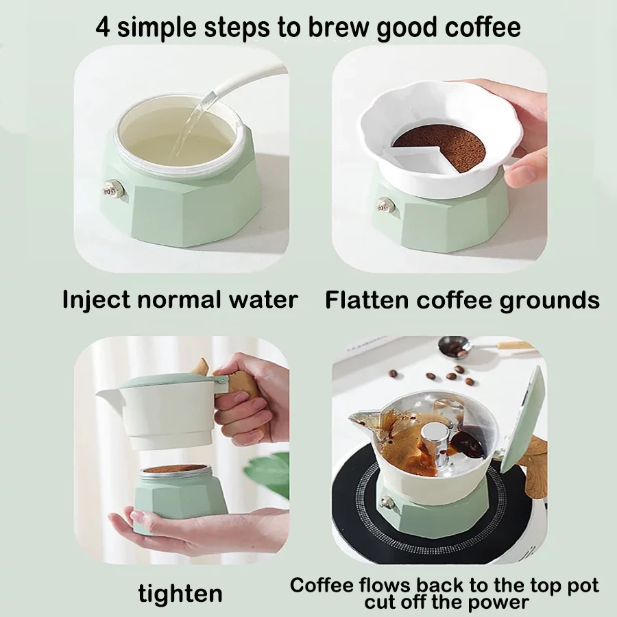 Portable Moka Pot Hand Brew Coffee Maker–Classic Style for Rich Concentrate,Ideal for Outdoor Camping Trips&Household Daily Use
