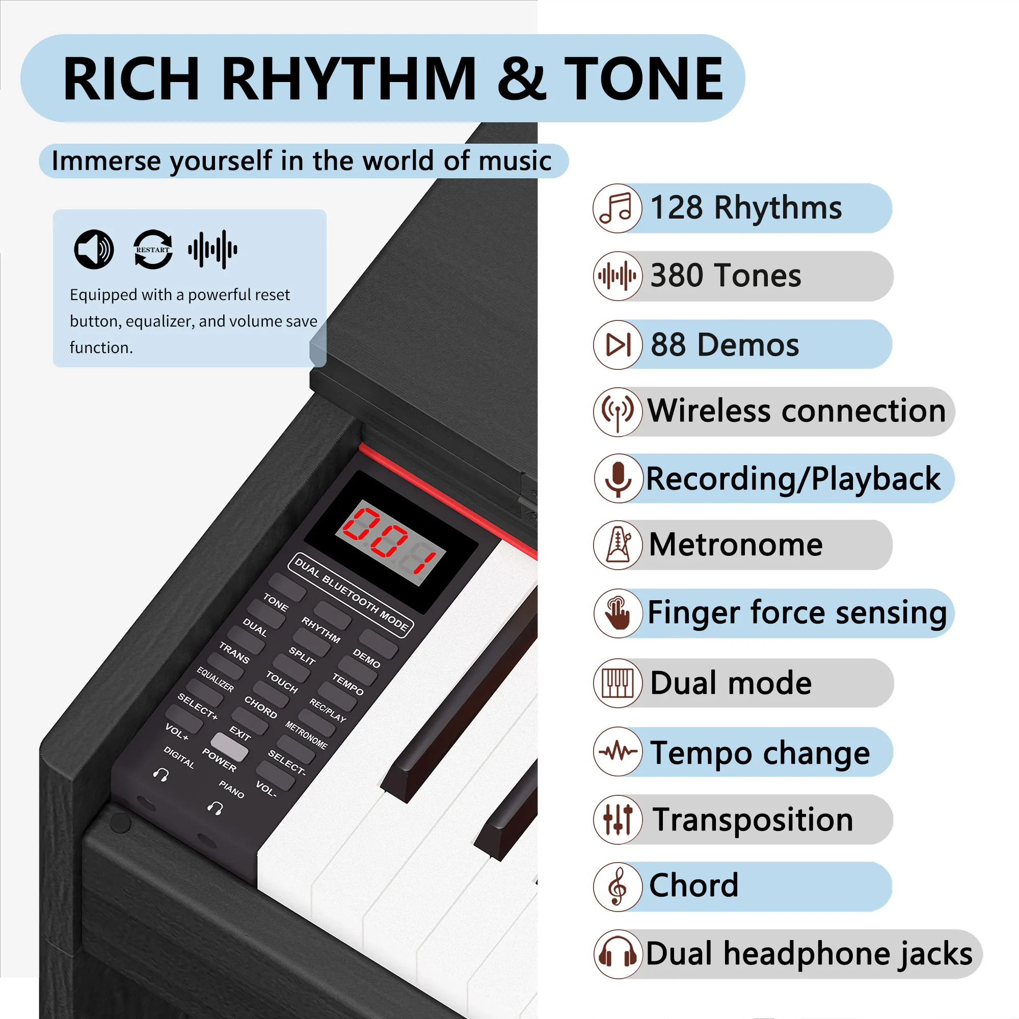 88 Keys Digital Piano Electronic Music Keyboard Professional Electric Piano Musical Instruments For Home Studio And Stage