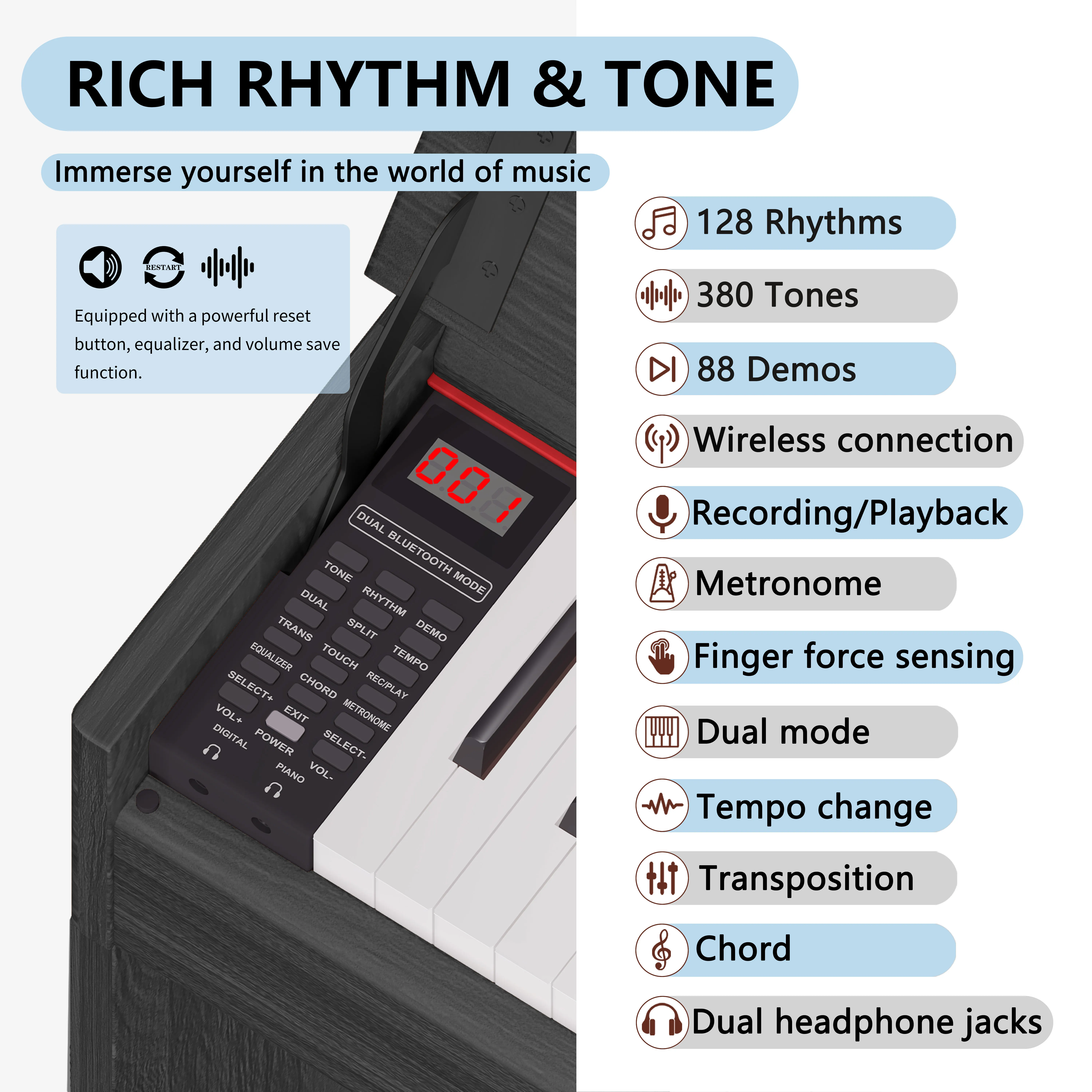 88 Keys Digital Piano Electronic Music Keyboard Professional Electric Piano Musical Instruments For Home Studio And Stage