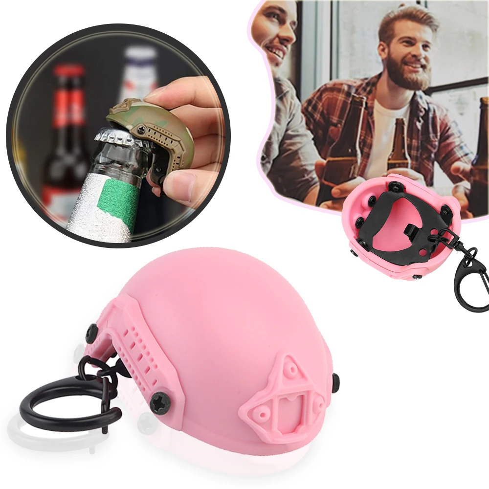 Mini Tactical Fast Helmet Keychain Portable Bottle Opener Keychain Backpack Charm Outdoor Hunting Hiking Fan Accessories Gift