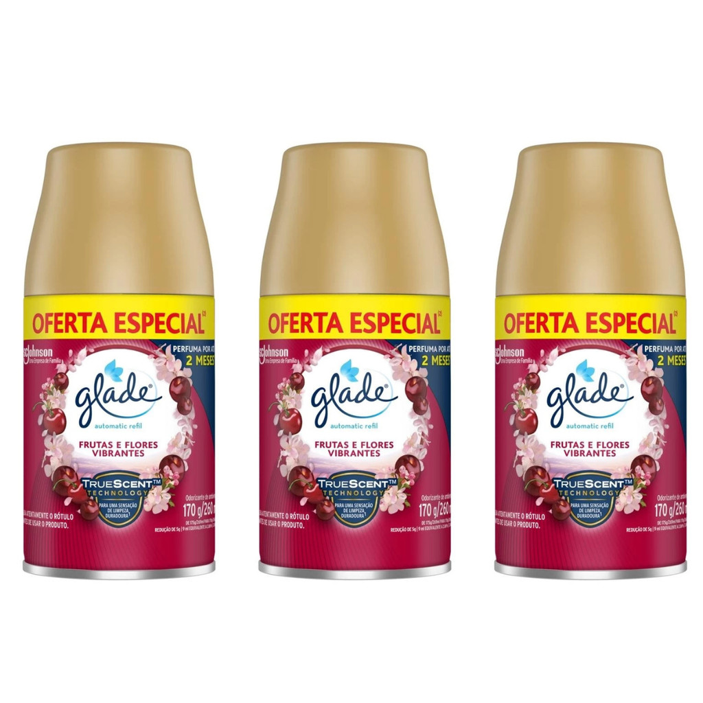 Glade Automatic Refil 260ml Kit 3 Frutas e Flores
