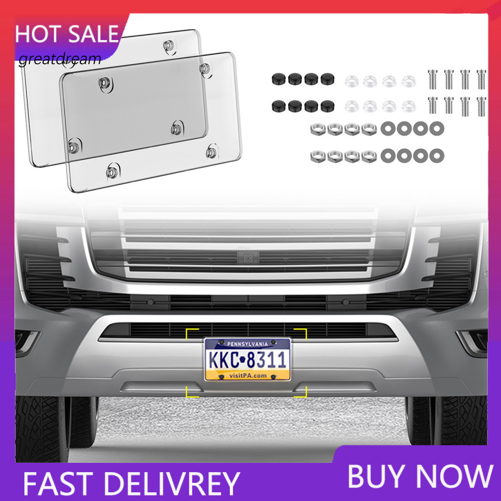 Silicone License Plate Frame Automotive Accessories Unbreakable Protector Cover with Screw Cap Kit Universal Transparent