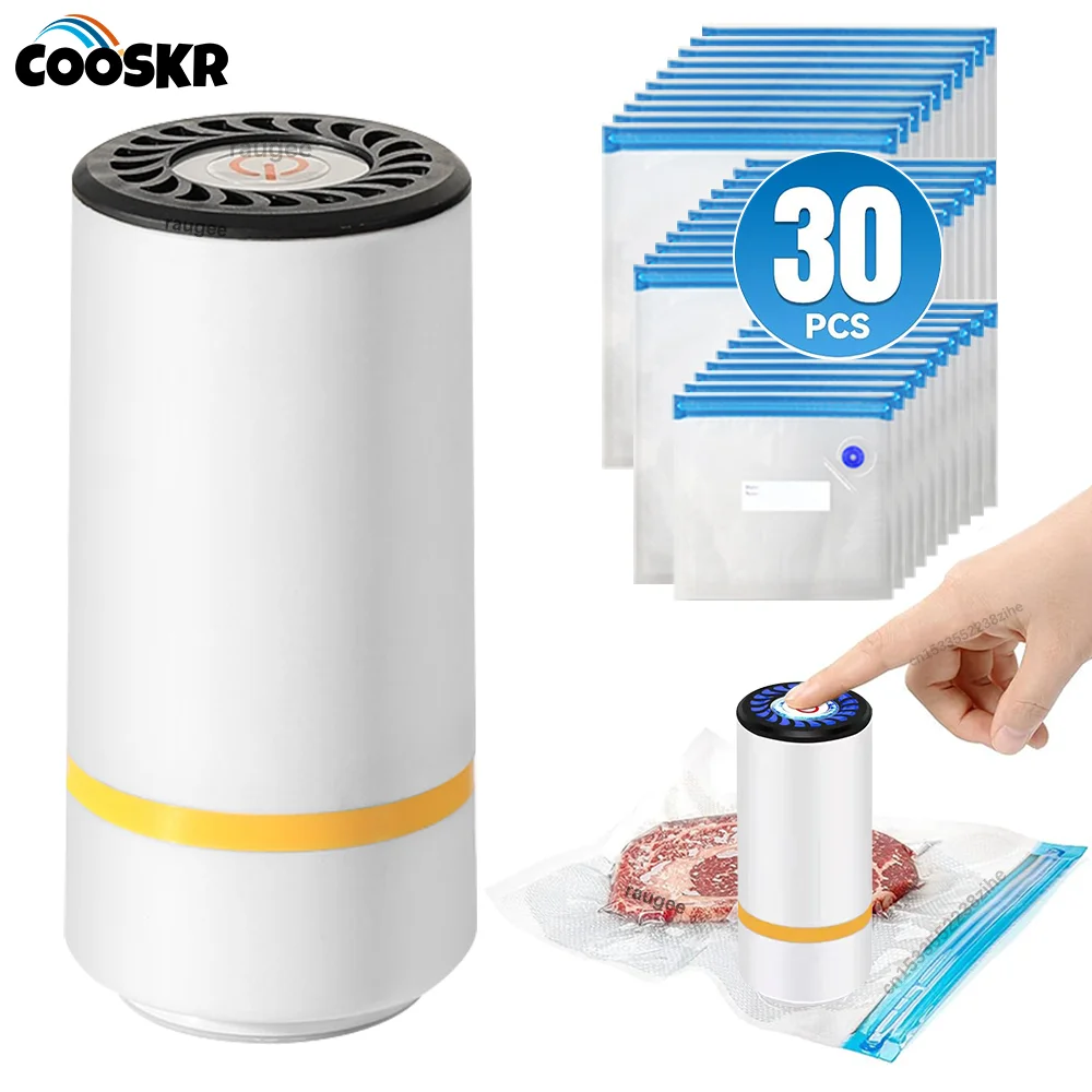 Vacuum Sealer Pump Electric Air Pump Rechargeable Automatic Sealing Machine with Reusable Vacuum Sealer Bags Food Packaging Bag