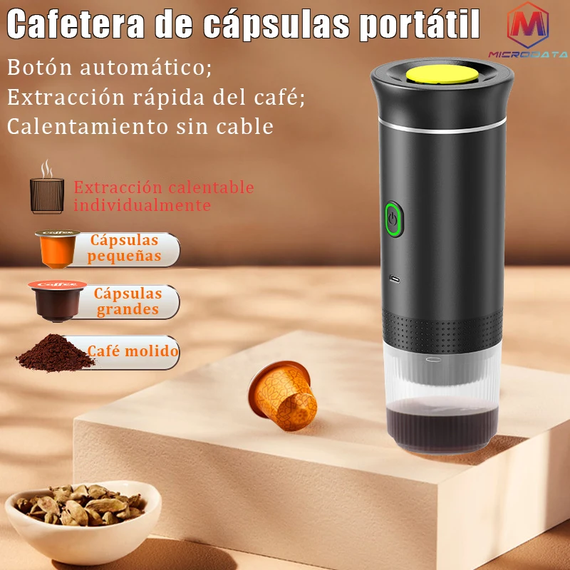 Portable Electric Capsule Coffee Maker Wireless Espresso Maker with Heating Pump 3-in-1 Travel and Car Coffee Maker