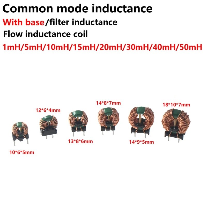 10 Peças Indutor De Modo Comum 14X9X5mm 10X6X5 1MH 10MHZ 20MHZ 2MH Diâmetro Anel Magnético Indutância Bobina De Filtrage