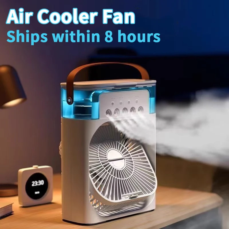 3 In 1 Mini Air Cooler LED Night Light Humidifier Portable Cooling Device For Home Office Desktop Refreshing Household Appliance