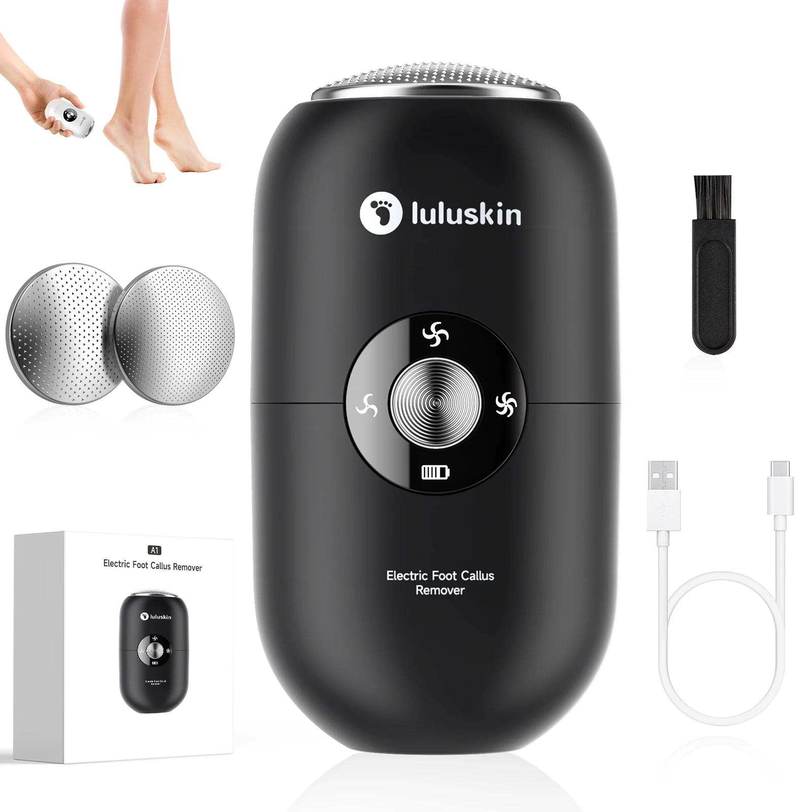 Rechargeable Electric Foot Grinder USB Powered Callus Remover with Adjustable 3 Speeds for Men & Women's Pedicure and Self-Care