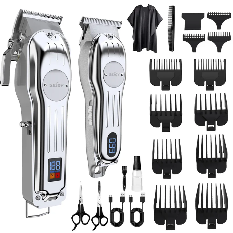Sejoy Professional Combo Kits Hair Clipper Electric Hair Trimmer Set For Men Rechargeable Cordless Haircut Machine for Barber