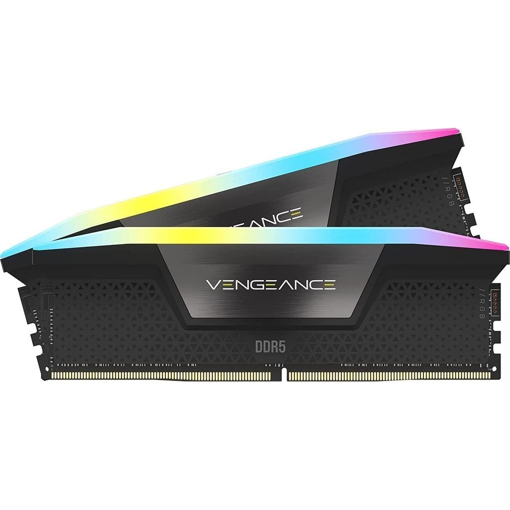 Memória RAM CORSAIR Vengeance RGB DDR5 32GB (2x16GB) Até 6000MHz CL36-44-44-96 1.35V Intel XMP 3.0 – Preta (CMH32GX5M2E6