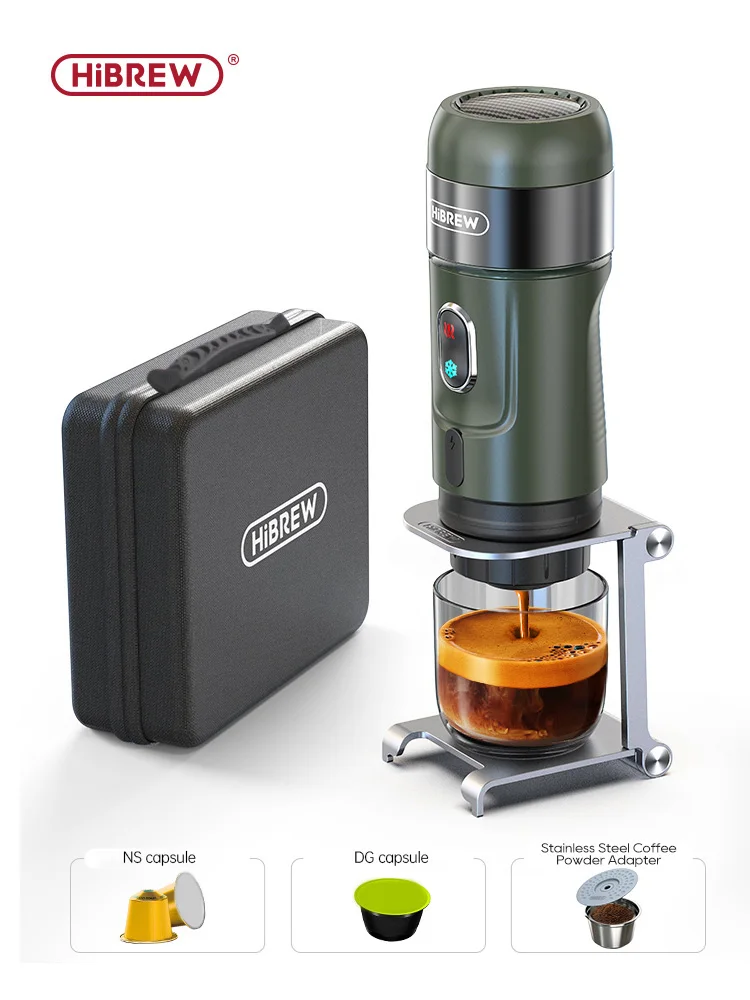 HiBREW Wireless Electric Portable Espresso Coffee Machine for Car & Home Camping Coffee Maker Fit Nespresso Dolce Capsule Powder