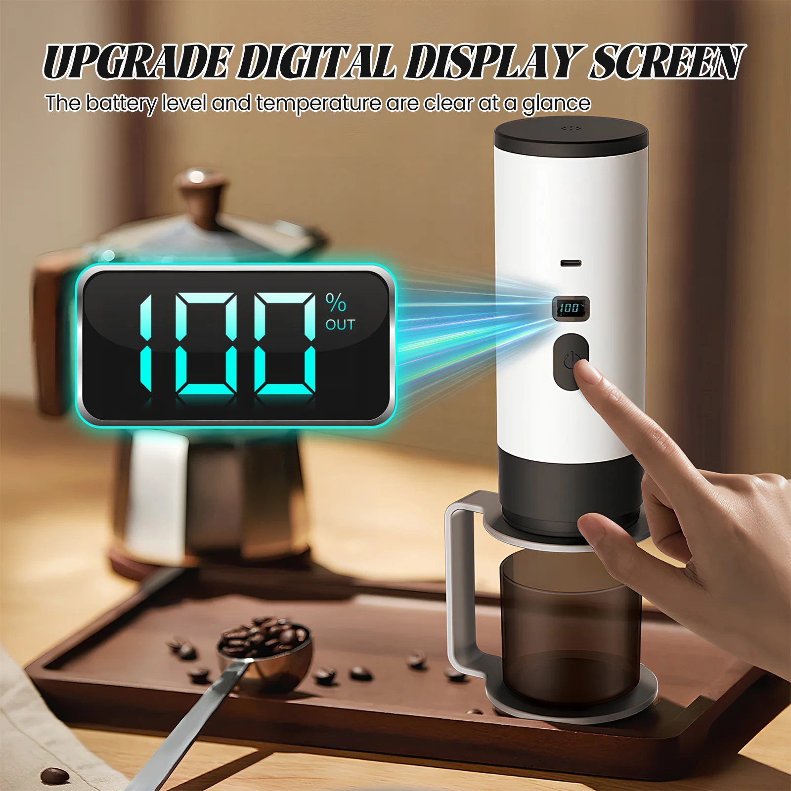 Portable 3-in-1 Electric Coffee Maker, 20Bar USB Rechargeable Espresso Machine, Fast Heating, Suitable for Travel/Car/Home Use