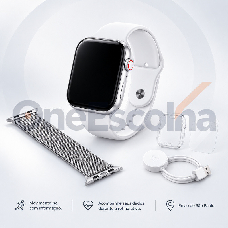 [OneEscolha] 2026 Novo Produto Smartwatch W9 Kit com 2 Pulseiras, iOS & Android, Multifuncional, Chamadas Bluetooth