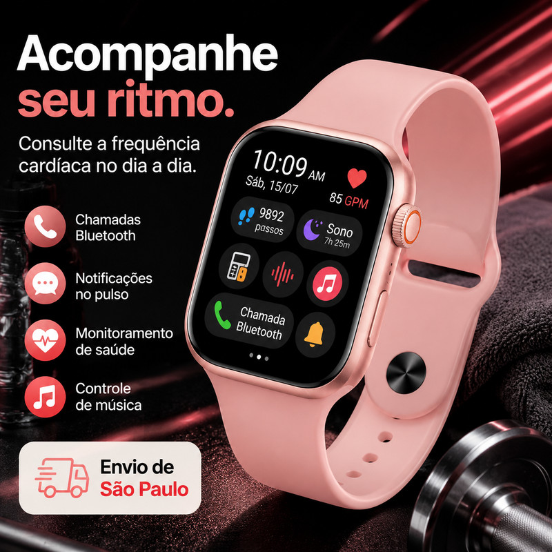 Kits à escolha: [7 Pulseiras+] Kit de Relógio e Pulseiras, Tela Tátil HD, Carregamento sem fio, iOS & Android