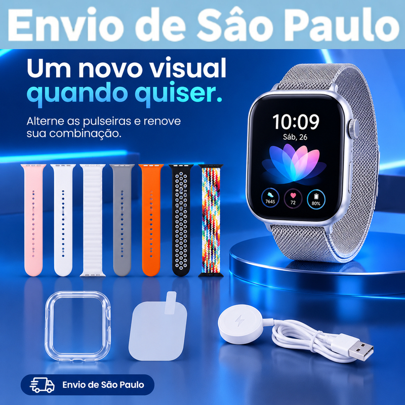 Envio de São Paulo Opções: [7 Pulseiras+] Smartwatch em Kit, Controle de Música, iOS & Android, Alta Qualidade