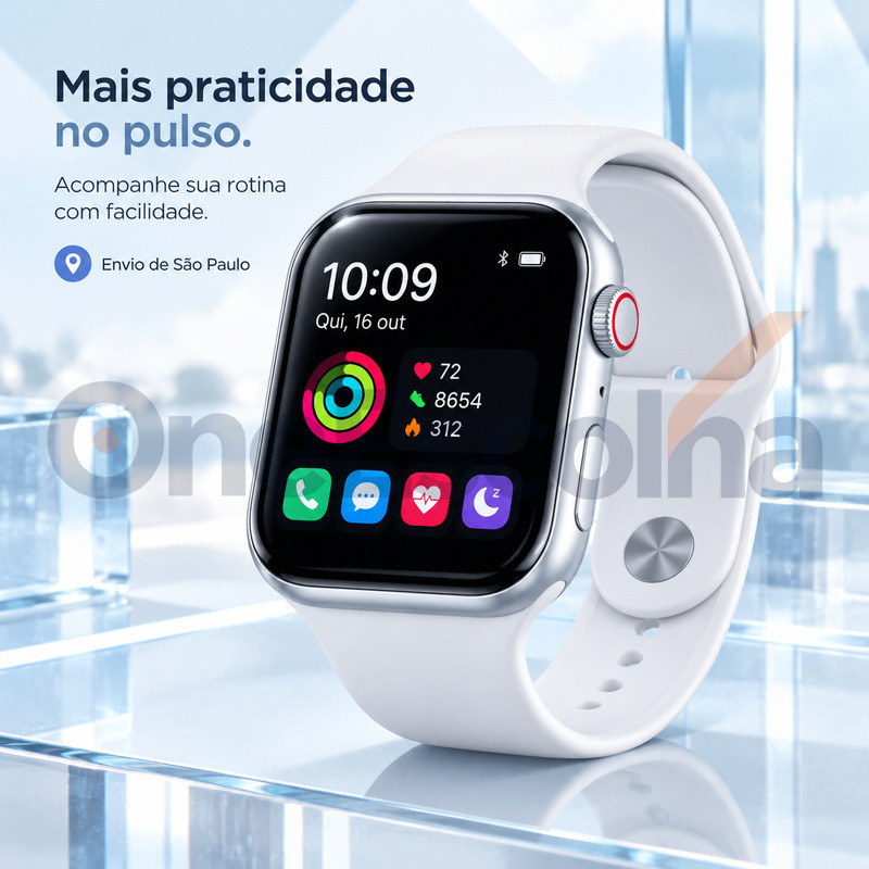 Envio de São Paulo Relógio Inteligente W9 45mm Kit com 2 Pulseiras, Multifuncional, Alta Qualidade, iOS & Android