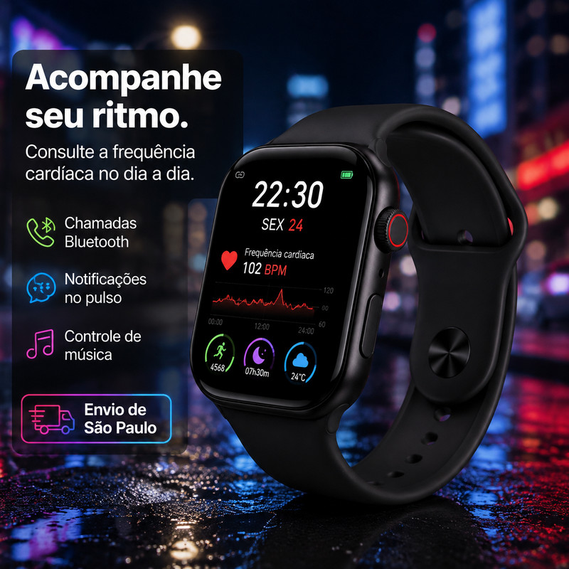 [OneEscolha] Smartwatch W9 45mm para Uso Diário, iOS & Android, para Uso Diário, Multifuncional, Tela Tátil HD