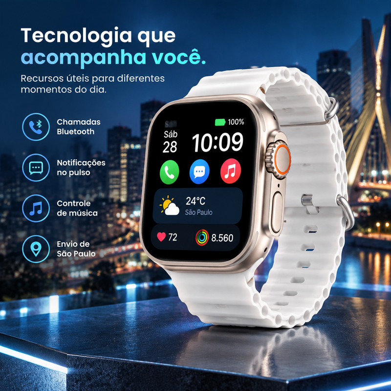 Smartwatch Novo S17 49 mm, modelo 2026, alta qualidade, carregamento sem fio, compatível com iOS e Android, design requi