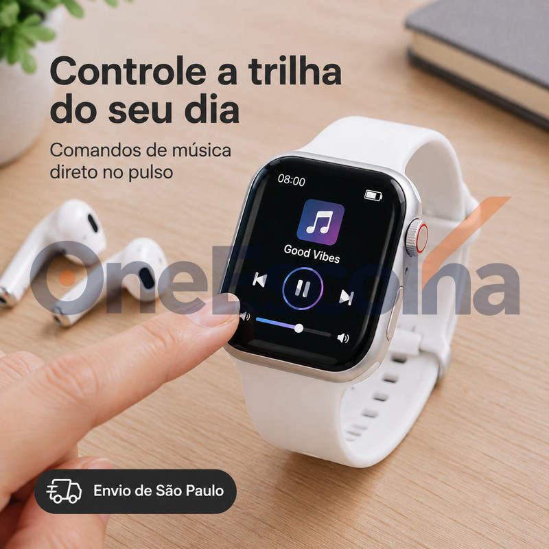 Relógio inteligente original + auriculares + ecrã HD de alta qualidade, chamadas via Bluetooth, para Android e iOS