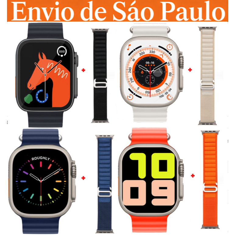 Smartwatch 38/45/49mm Chamadas Bluetooth , Esportes ao ar livre multifuncional, Relógio inteligente, Android e iOS