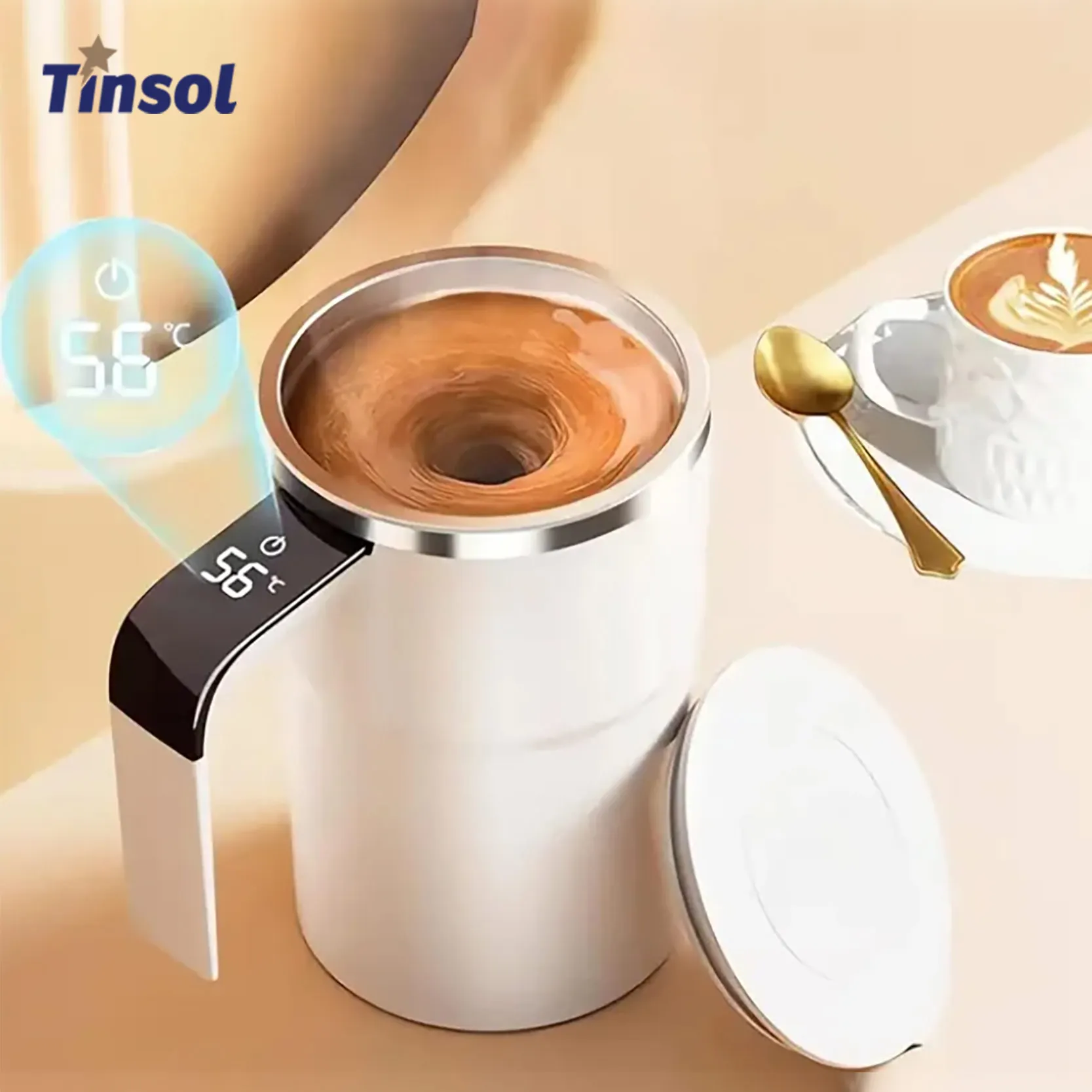 TINSOL New Magnetic Auto Stirring Coffee Maker Smart Electric Pour-Over Coffee Maker Portable Protein Powder Mixer USB Charging