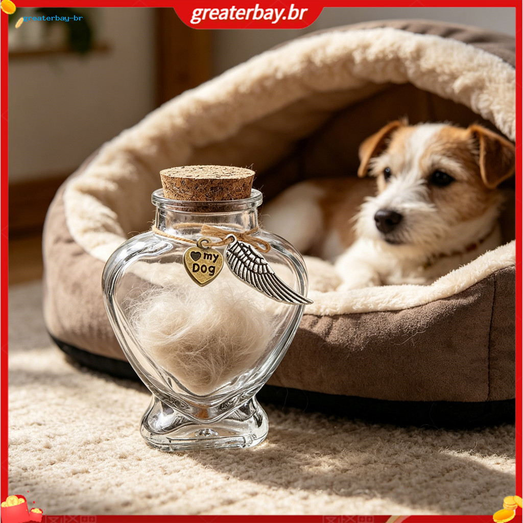 Pet Hair Keepsake Bottle with Cork Seal – Transparent Glass Storage Box to Preserve Dog or Cat Memories Perfect Memori