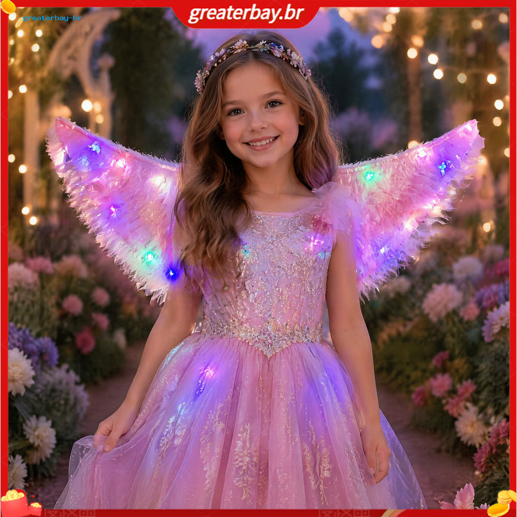 Led Light-up Fairy Wings for Kids Girls Glowing Feather Angel Costume Props for Christmas Halloween Party Stage Performa